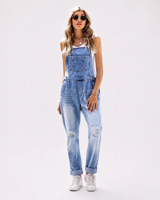 Salopette légère en denim délavé