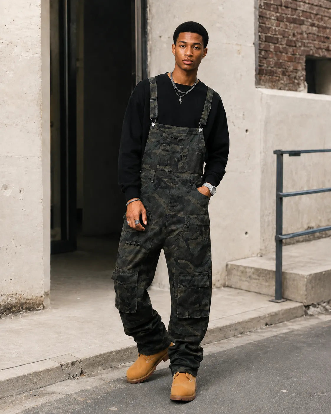 Salopette Cargo Camouflage Ample