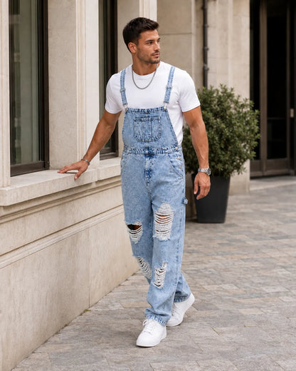 Salopette Jean Effet Usé Britannique