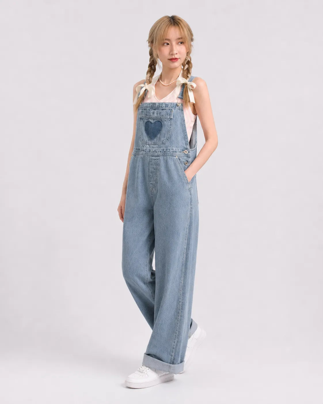 Salopette Denim Motif Cœur