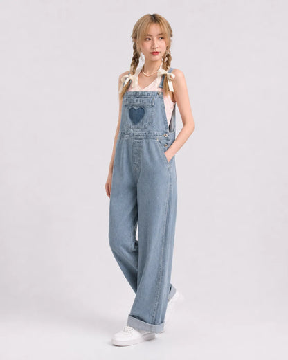 Salopette Denim Motif Cœur