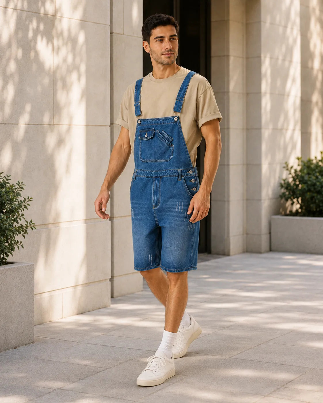 Salopette Pantalon Court Bleu