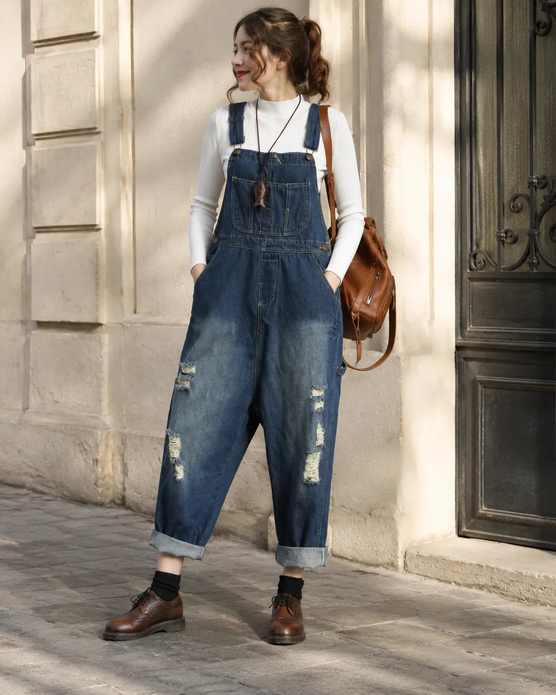 Salopette Streetwear avec Détails Ripped