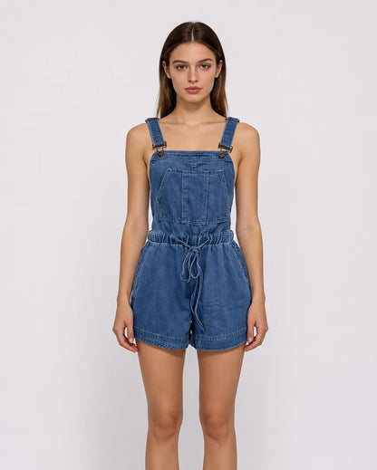 Salopette Courte en Jean Taille Haute