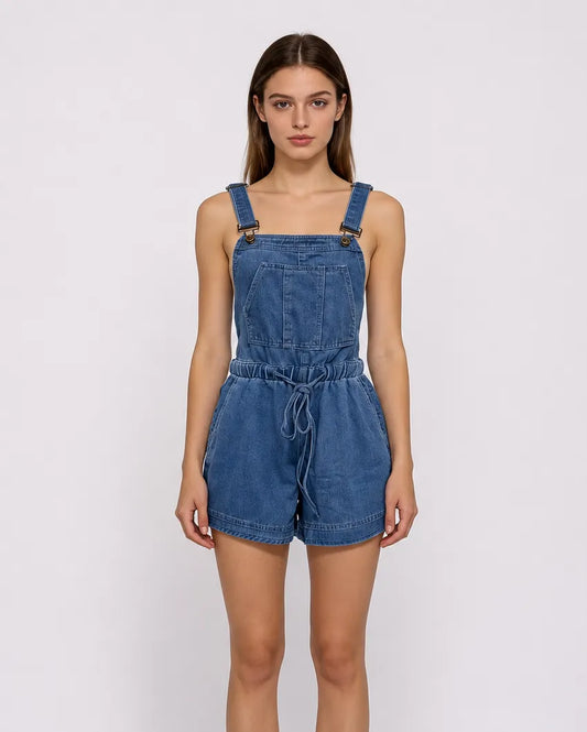 Salopette Courte en Jean Taille Haute