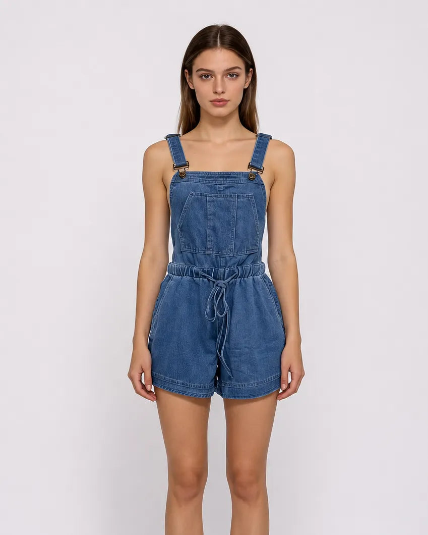 Salopette Courte en Jean Taille Haute