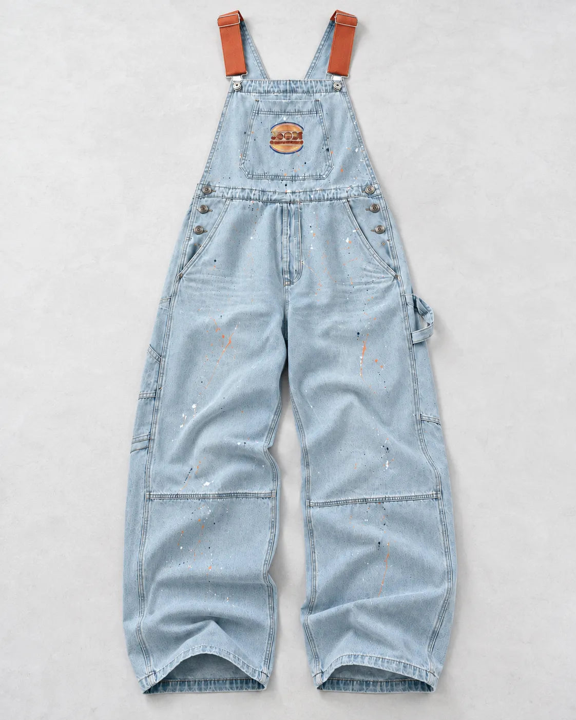 Salopette denim à bretelles orange