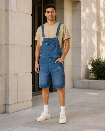 Salopette Pantalon Court Bleu
