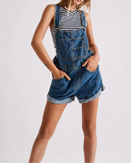Salopette Short en Denim Vintage