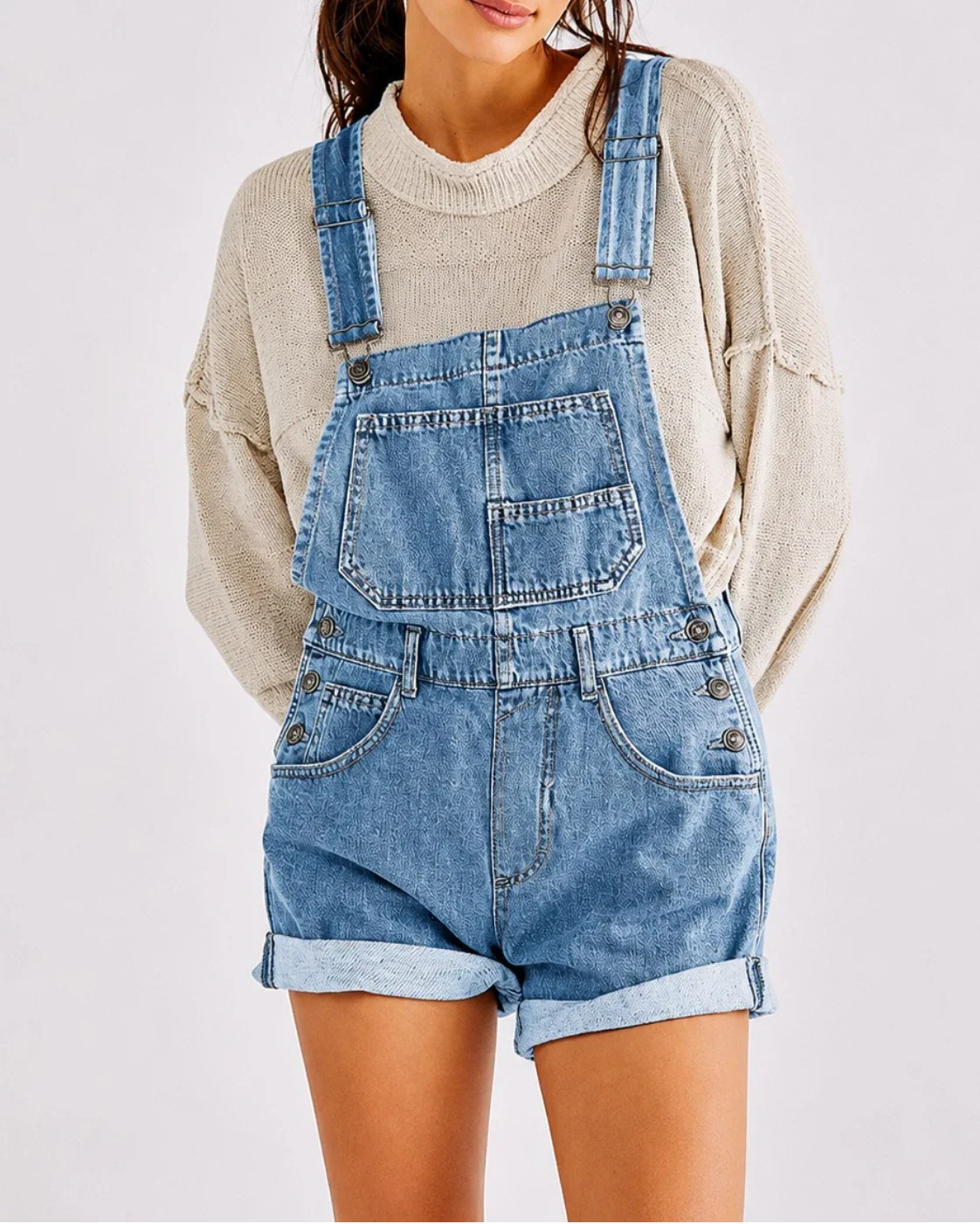 Salopette Short en Denim Vintage