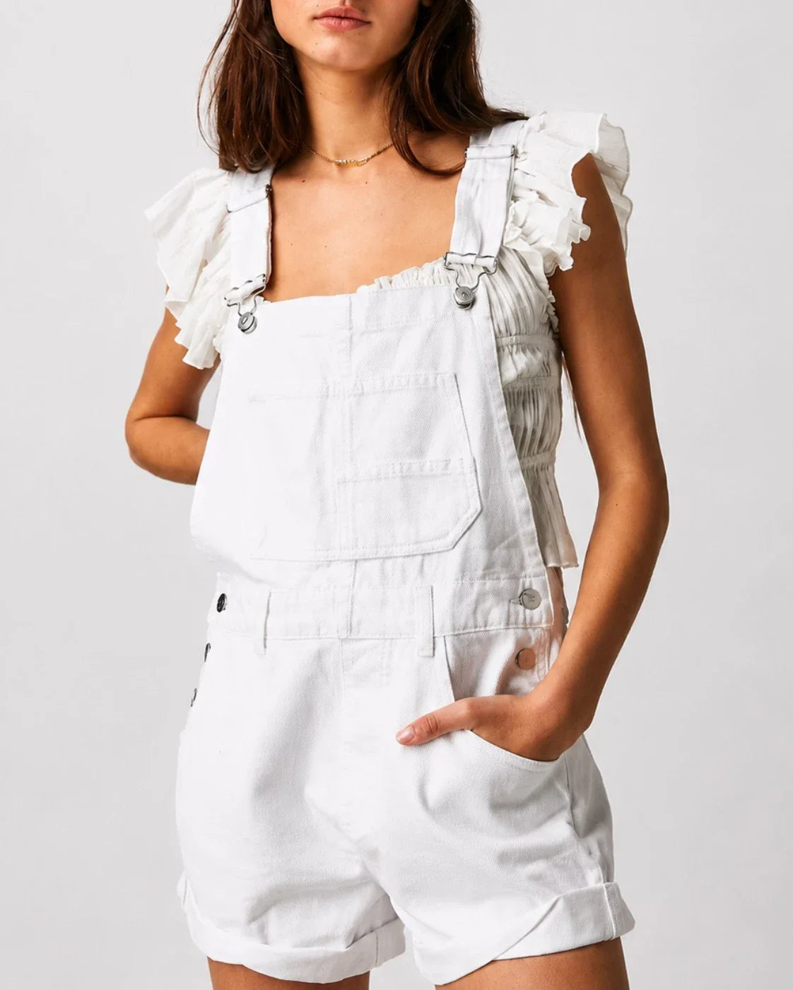 Salopette Short en Denim Vintage