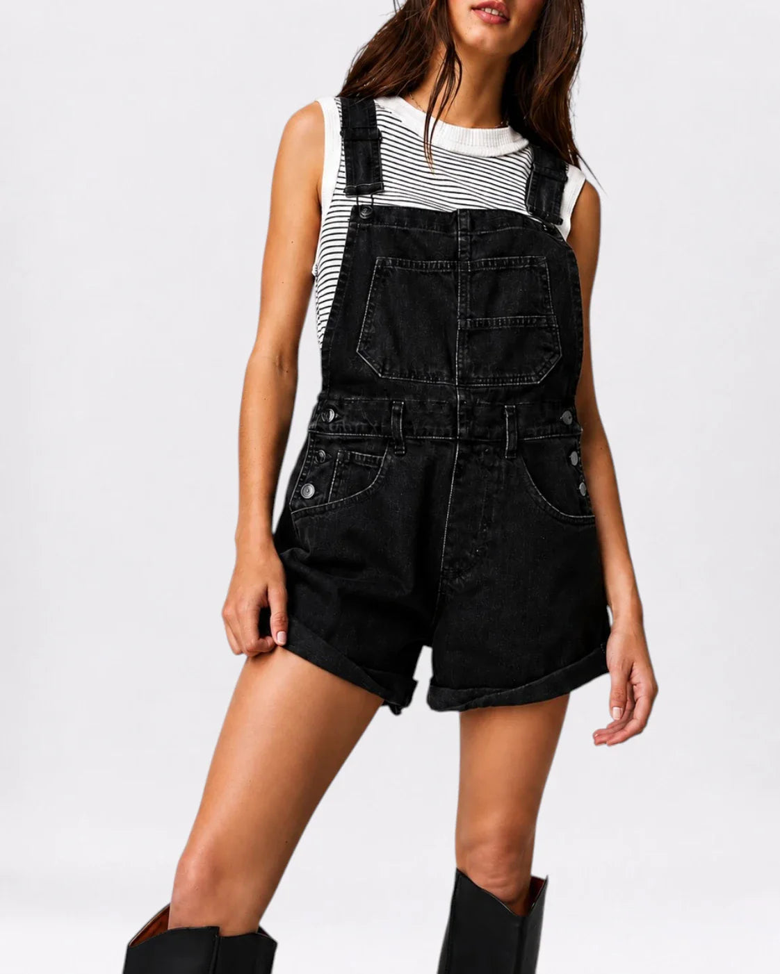Salopette Short en Denim Vintage