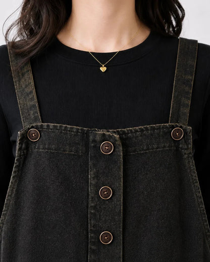 Salopette Large en Denim Brodé
