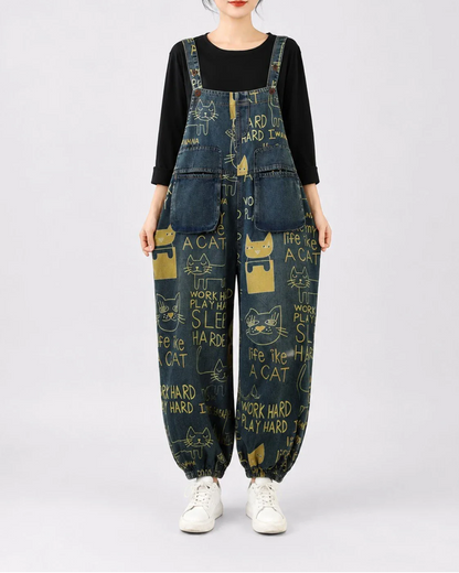 Salopette Ample en Denim Brodée