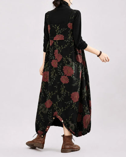 Salopette en denim floral sarouel