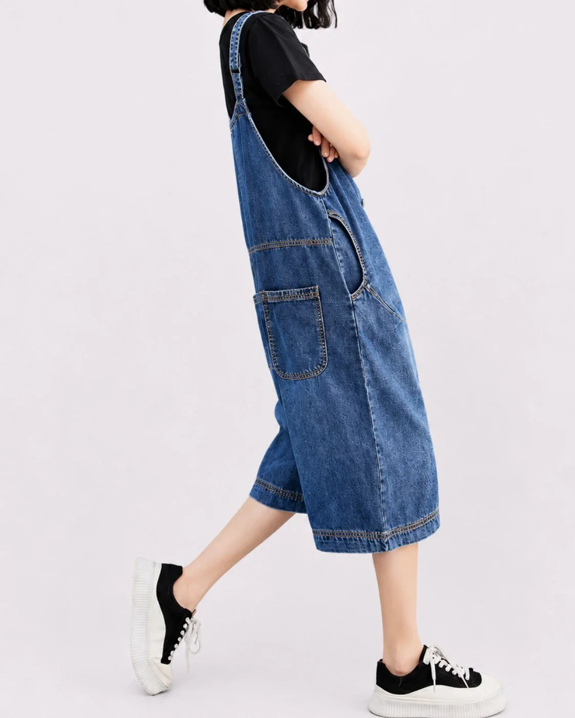 Salopette Denim Slim Distressed