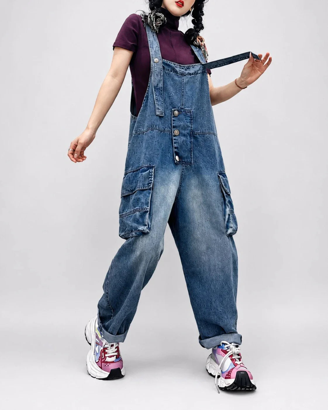 Salopette Denim Loose Délavée