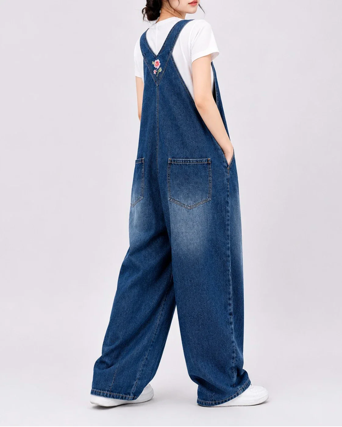 Salopette Denim Brodée Rétro
