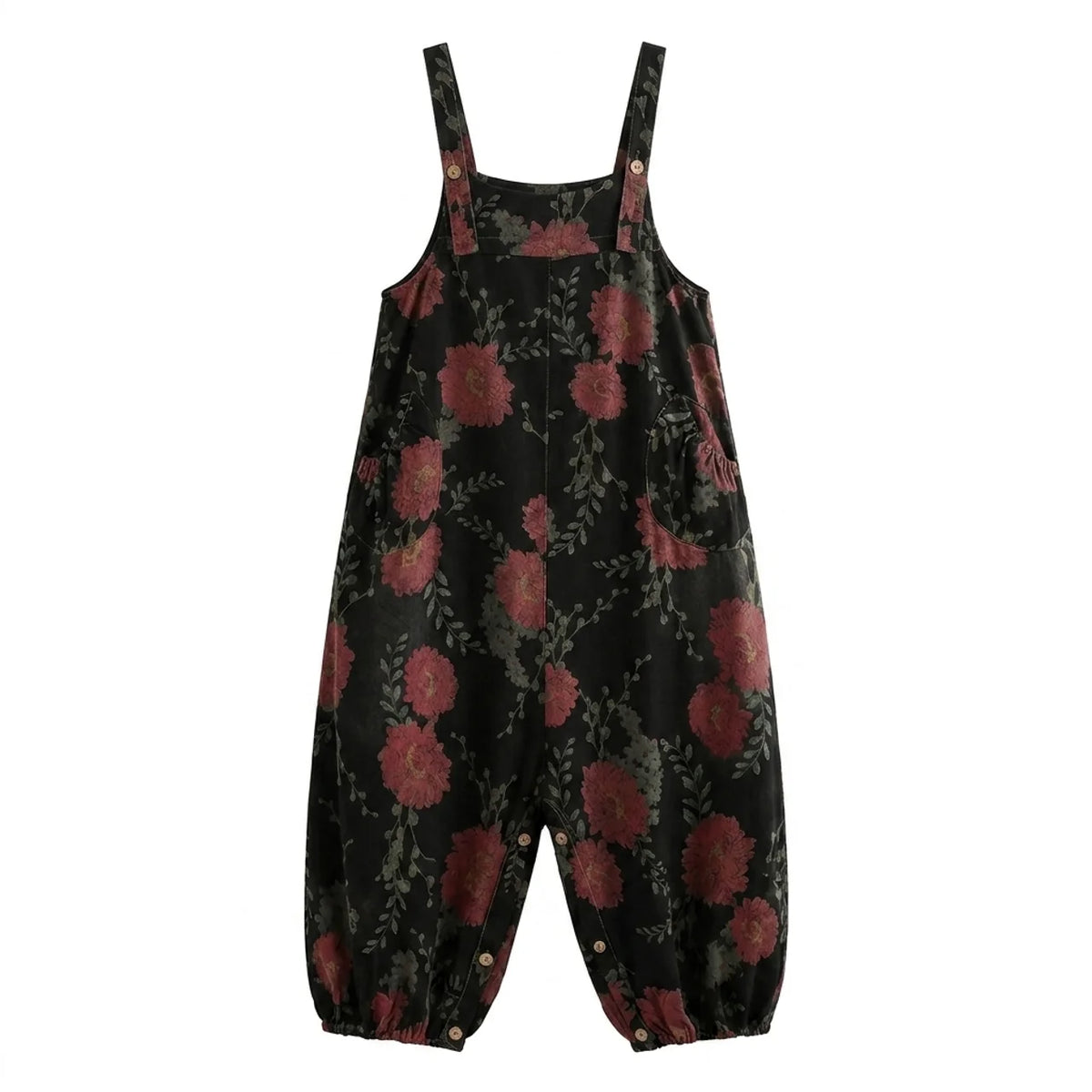 Salopette en denim floral sarouel
