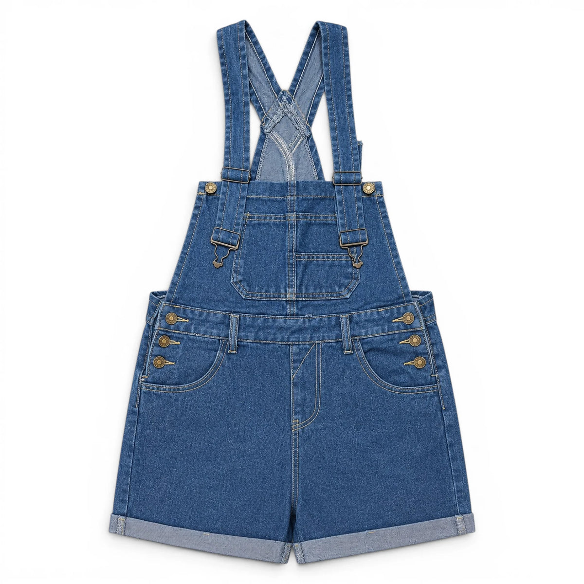 Salopette Short en Denim Vintage